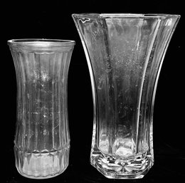 Pair Of Clear Vintage Hoosier Vases