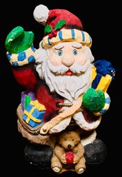 Ceramic Santa Claus Figurine With Teddy Bear