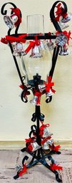 Black Metal Hurricane Lamp Candle Stand