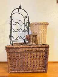 Small Wine Rack And Decorative Baskets