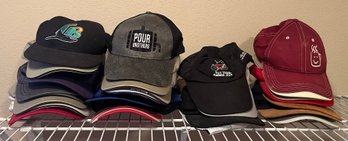 Variety Of Baseball Hats Including Pour Brothers, Fat Tire Ale And More