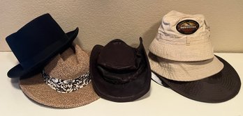 Assortment Of Mens Hats Including Overlander Genuine Leather Hat