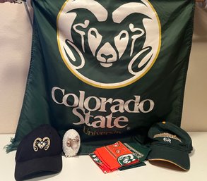 CSU Fan Gear Including Large Flag, Hats And Bandanas