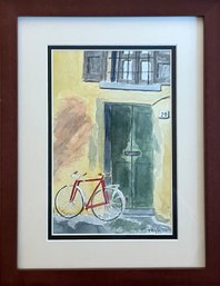 Red Bike Watercolor Painting By Taylor Hall