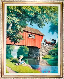 Fishing By The Covered Bridge - Paul Detlefsen Picture