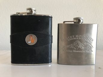 Pair Of Metal Whiskey Flasks