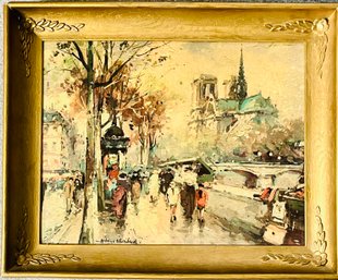 Paris Street Scene- Antoine Blanchard Signed Plastic Frame