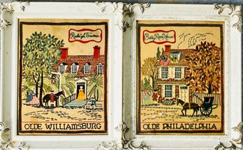 Vintage Olde Philadelphia   Print Of Betsy Ross House & Olde Williamsburg Raleigh Tavern