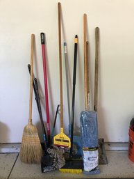 Assortment Of Cleaning Tools, Incl. Mops, Brooms And More