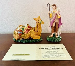 'Watchful Shepherd, Lamb & Seated Camel ' Hawthorn Village Collectible & Certificate Of Authenticity
