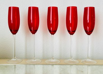 5 PC Lenox Red Champagne Glasses