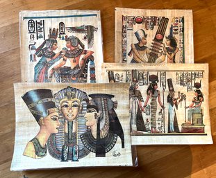 Ancient Egyptian Papyrus Art Including King Tut, Nefertiti And Cleopatra