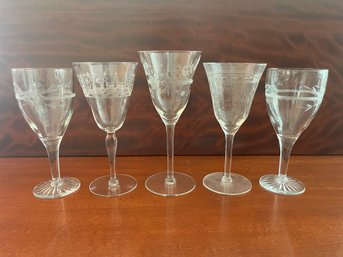 Variety Of Etched Wine Glasses