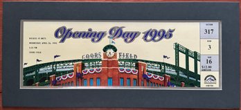 Soft Framed 1995 Colorado Rockies Opening Day Ticket 1 Of 2