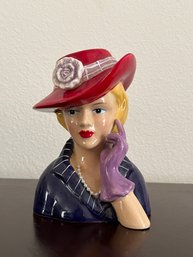 Vintage Red Hat Lady Planter