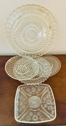 Lot Of Vintage Bubble Ornate Glass Ware Trays