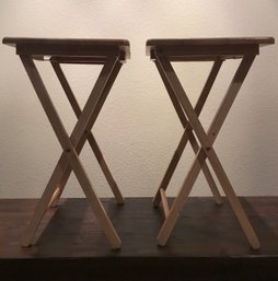 Pair Of Foldable Wood Side Tables