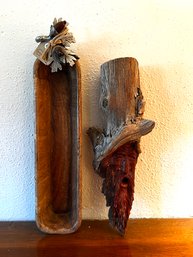 Pair Of Carved Wood Decorations