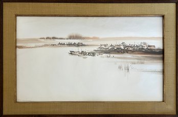 Village By The Water, Signed Art