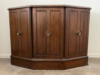 Vintage Half Octagon Wooden Cabinet