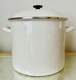 White Le Creuset Enamel On Steel Stockpot With Lid 2 Of 2