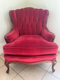 Red Velvet Sitting Wingback Chair