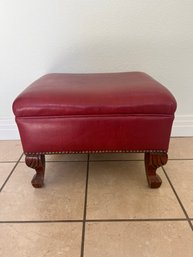 Red Leatherette Ottoman