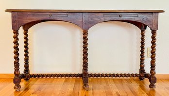 Vintage Wooden Barley Twist Console Table/entryway Table