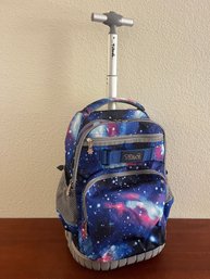 Tilami Blue Galaxy 18 Inch Rolling Backpack Kids Wheeled Backpack