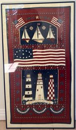 Hope Lights The Way - Framed Patriotic Lighthouse Quilt