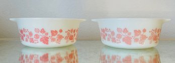 2 PC Vintage Pyrex Gooseberry Casserole Dishes