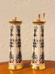 Vintage Lenox Lido Salt And Pepper Mills Hand Painted With 24K Gold