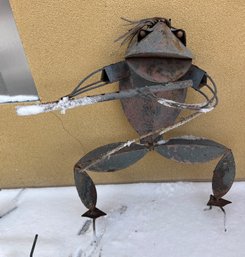 Variety Of Metal Outdoor Decor Including Frog Figurines