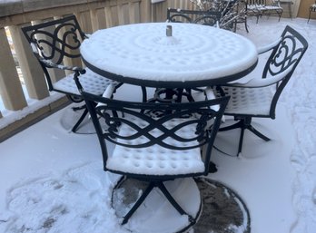 Cast Aluminum Round Patio Table With Four Chairs