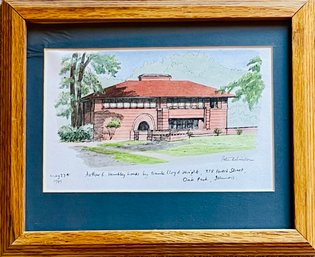 Framed Artwork Of Frank Lloyd Wrights Arthur House 318 Forest Street