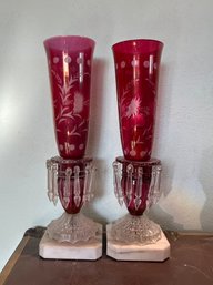 Vintage Floral Glass Lamps