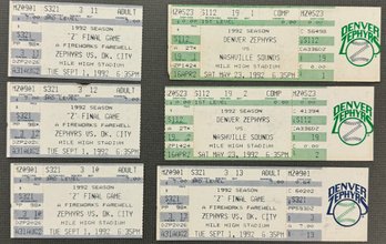 Collection Of 1992 Denver Zephyrs Game Tickets