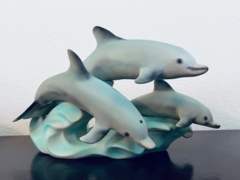 Small Trio Of Dolphins Ceramic Statue