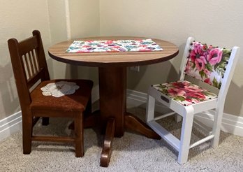 Small Round Wooden Table With Two Chairs