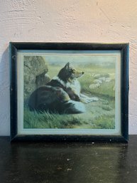 Signed Painting Of A Herding Dog 'An Efficient Guardian'