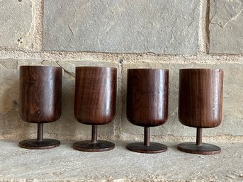 Mid Century Wood Goblets (4)