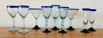 9 Piece Lot Of Mexican Glass Stemware