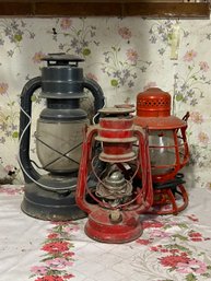 Trio Of Vintage Oil And Electric Lamps