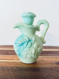 Vintage Avon Jadeite Green Swirl Milk Glass Perfume Bottle