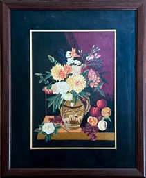 Embroidered Bouquet Of Flowers Artwork, Framed