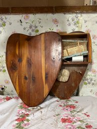 Wooden Wall Hanging Heart Shaped Storage Box