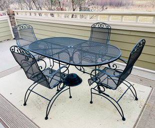 Outdoor Wrought Iron Patio Table & 4 Chairs
