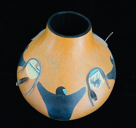 Shield Song Southwestern Vase Signed By Stanley Brines