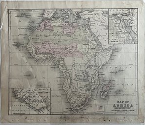 Map Of Africa, Genuine Antique Map Printed From Warrens Common School Geography