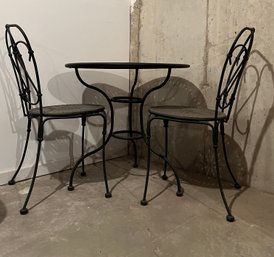 Black Metal Bistro Table Patio Set